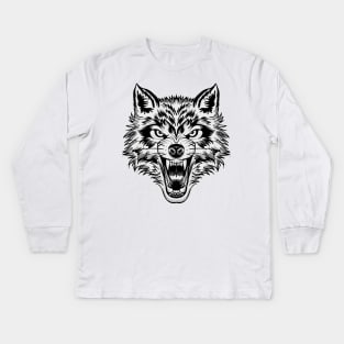 Angry Wolf Kids Long Sleeve T-Shirt